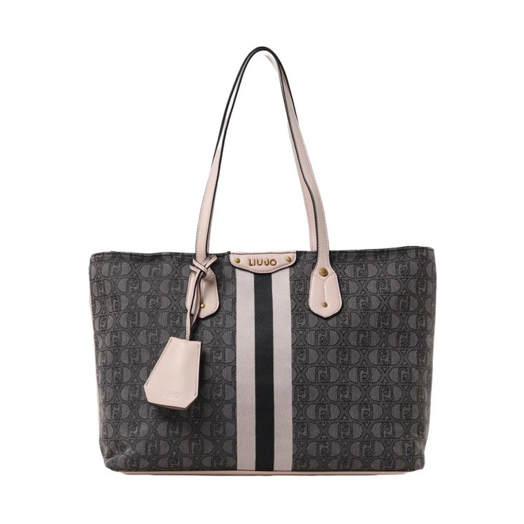 Czarna Torba Shopper z Logo Liu Jo