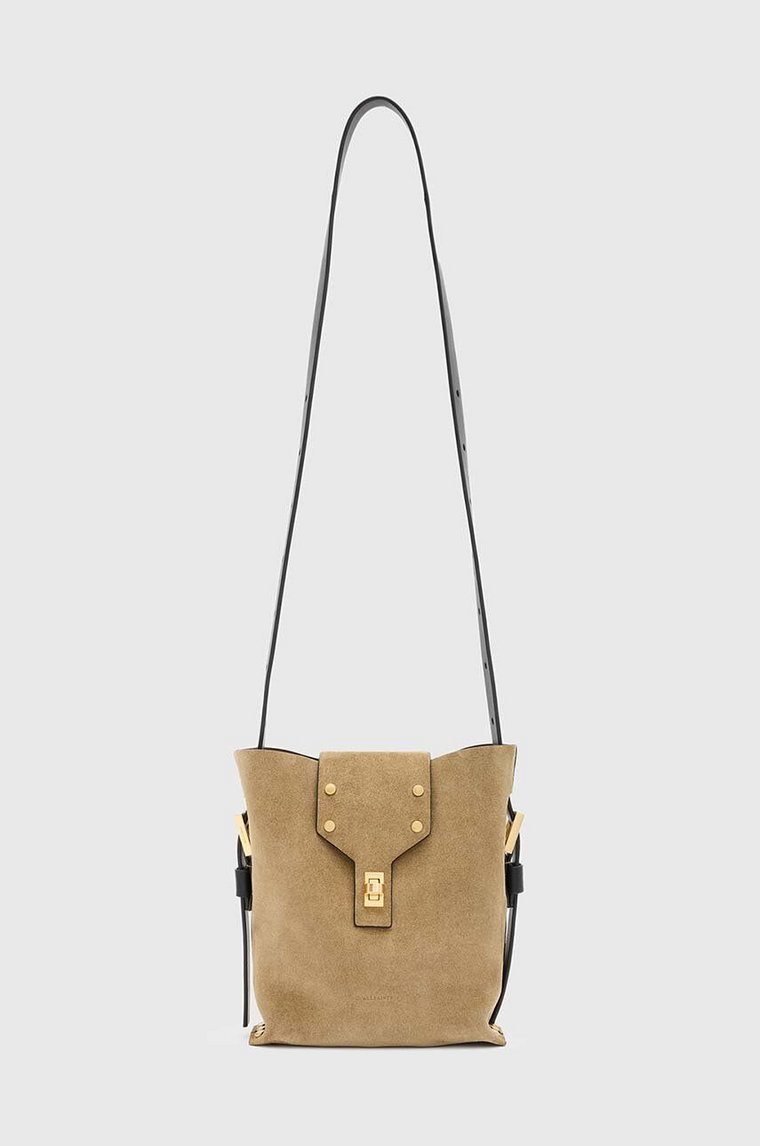 AllSaints torebka zamszowa MIRO CROSSBODY kolor beżowy W073XA