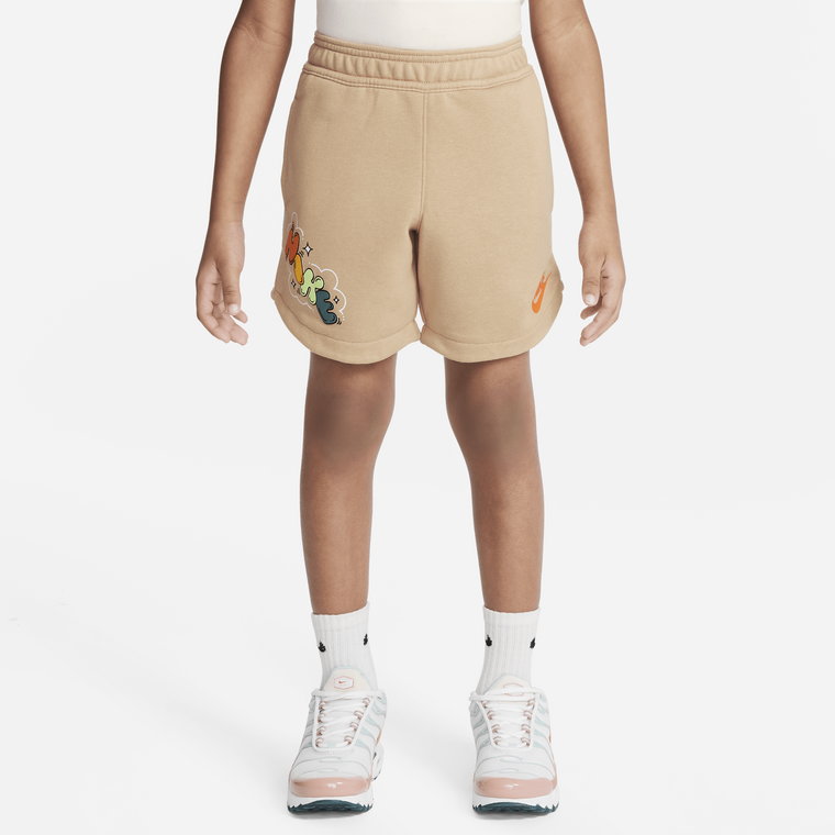 Spodenki z dzianiny dresowej z grafiką dla małych dzieci Nike Sportswear Create Your Own Adventure - Brązowy