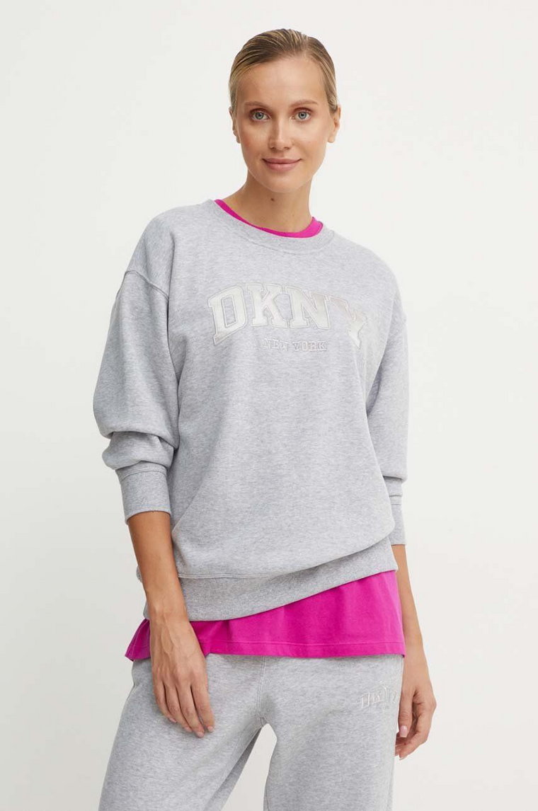 Dkny bluza damska kolor szary z aplikacją DP4T9809