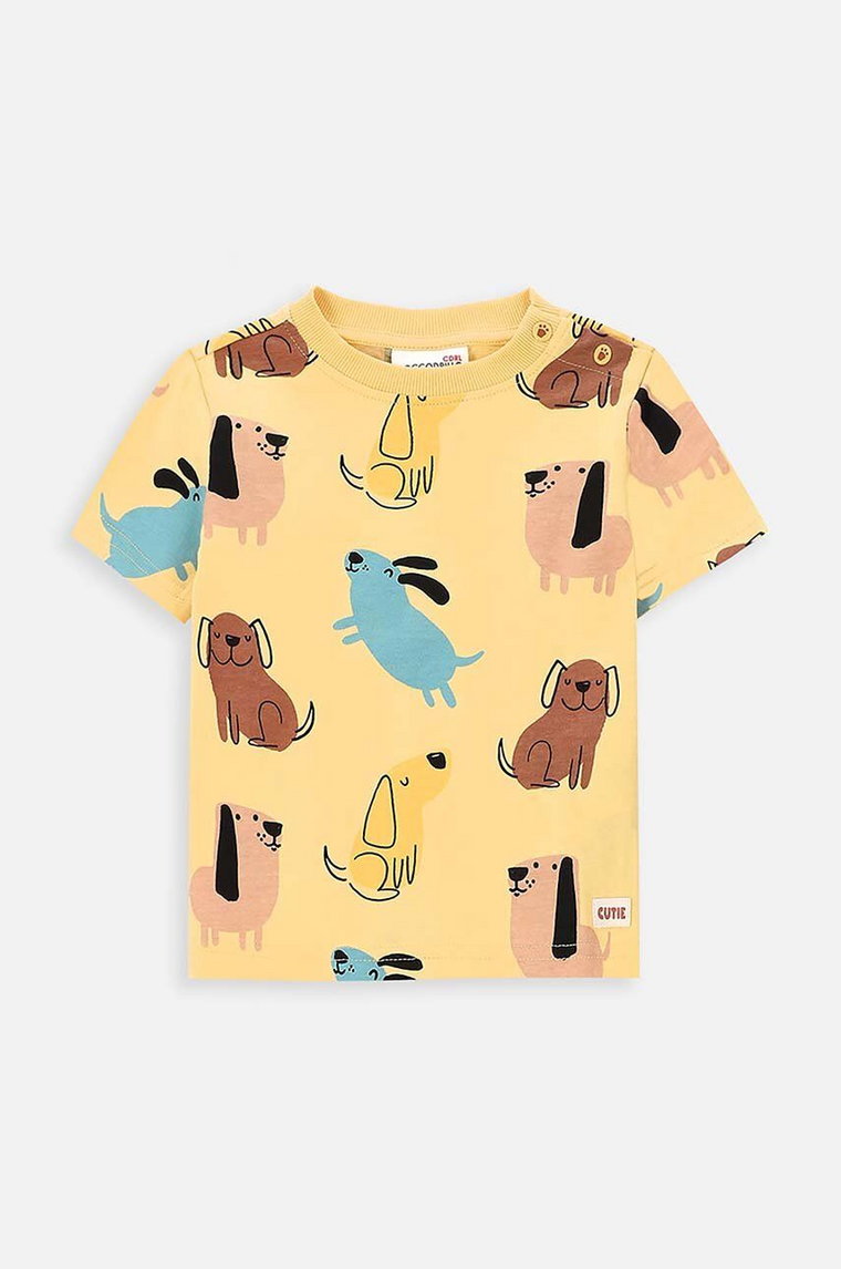 Coccodrillo t-shirt bawełniany niemowlęcy kolor żółty wzorzysty