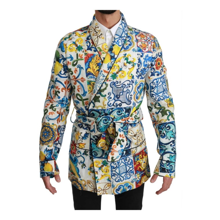 Majolica Brocade Linen Robe Coat Jacket Dolce & Gabbana