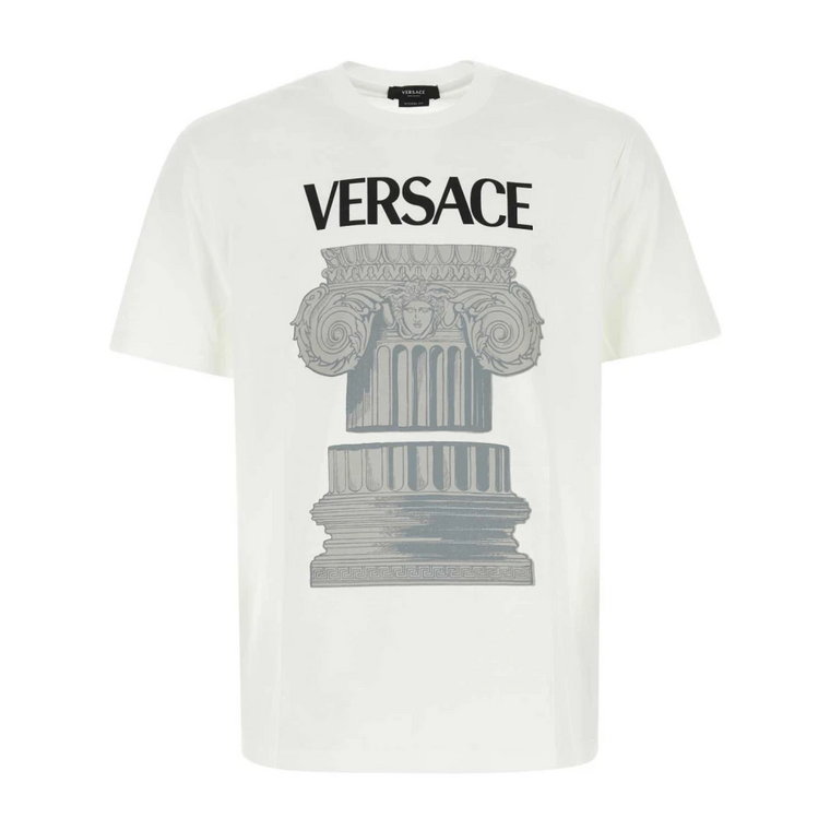 Klasyczny Biały T-Shirt z Bawełny Versace