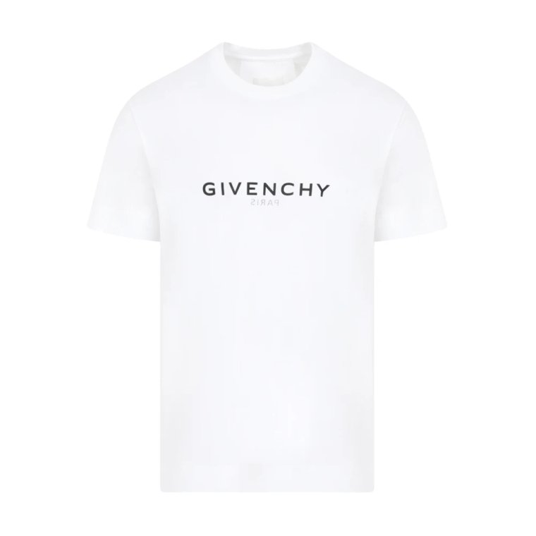 Biała Koszulka z Czarnym Logo Givenchy