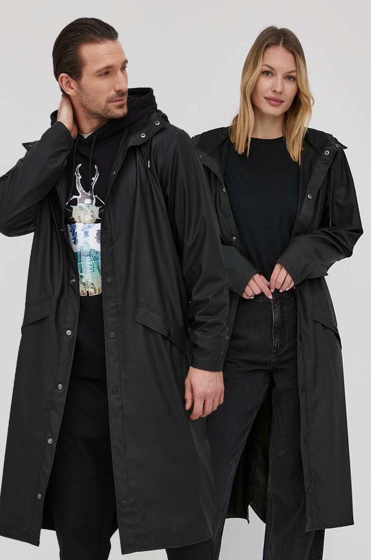 Rains kurtka 18360 Longer Jacket kolor czarny przejściowa 18360.01-Black