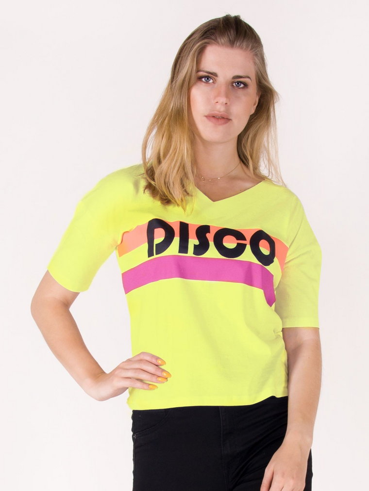 Koszulka damska t-shirt bawełniana DISCO żółta M