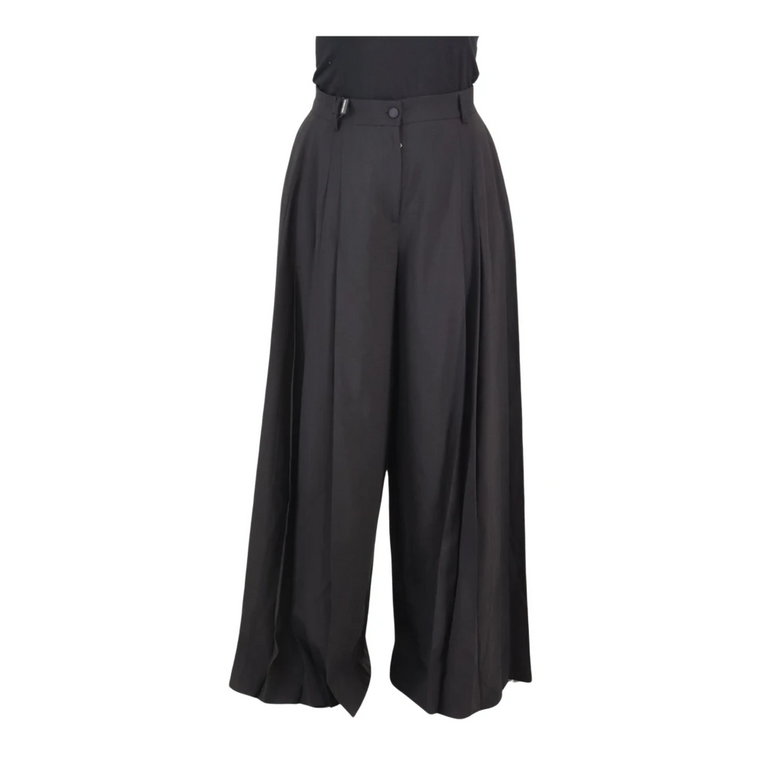 Czarne Wysokie Spodnie z Wełny Dolce & Gabbana