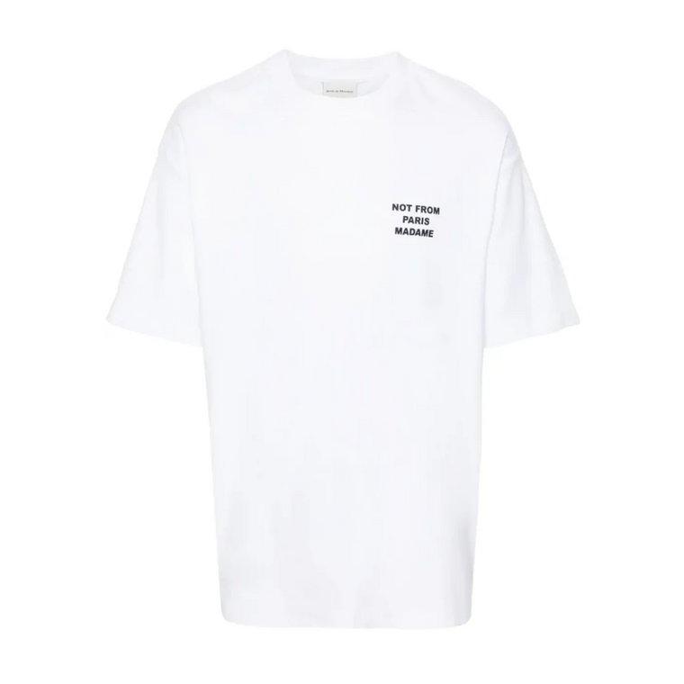 Biała koszulka z nadrukiem sloganu Drole de Monsieur