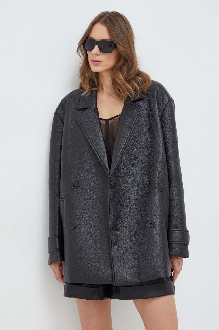 Bardot płaszcz CAMERON damski kolor czarny przejściowy oversize 59128JB