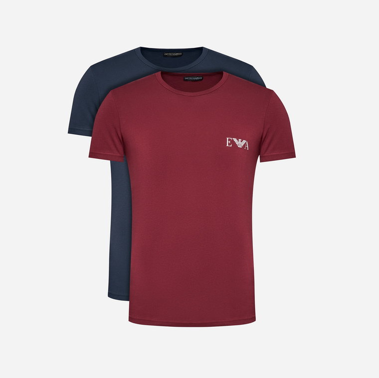 Zestaw koszulek męskich bawełnianych Emporio Armani 3F715111670-57336 L 2 szt Niebieski/Bordowy (8056787660779). T-shirty męskie