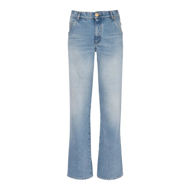 Wide-leg faded denim jeans Balmain
