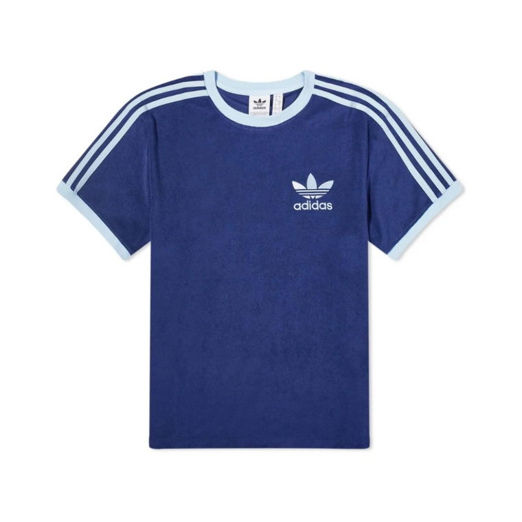Granatowy T-shirt z Terry z Paskami Bocznymi Adidas Originals