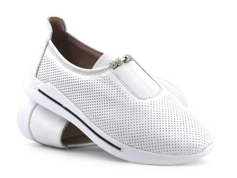 Sneakersy damskie ażurowe - VENEZIA 1345 R097, białe