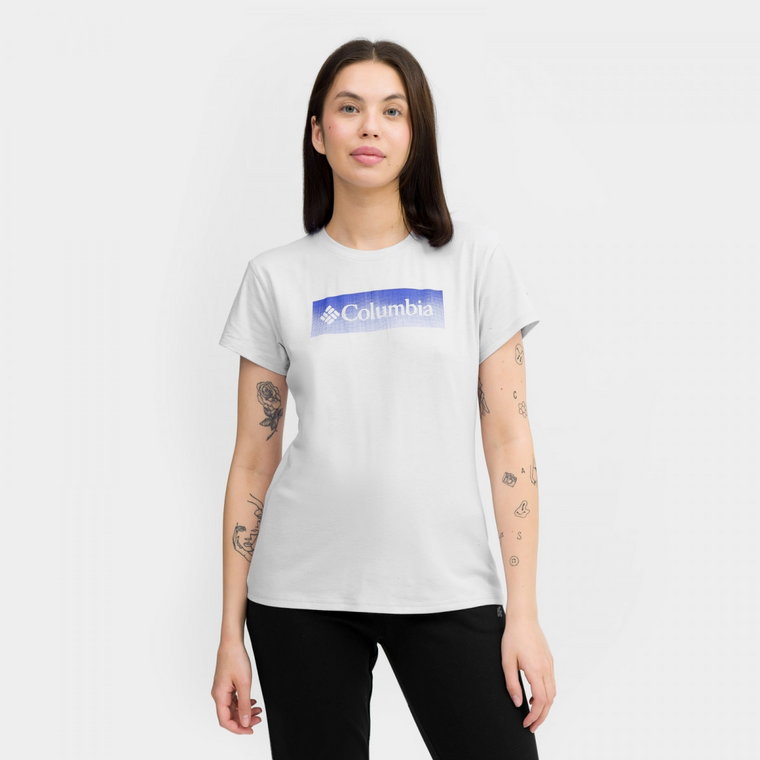 Damski t-shirt treningowy z nadrukiem COLUMBIA Sun TrekSS Graphic Tee - biały