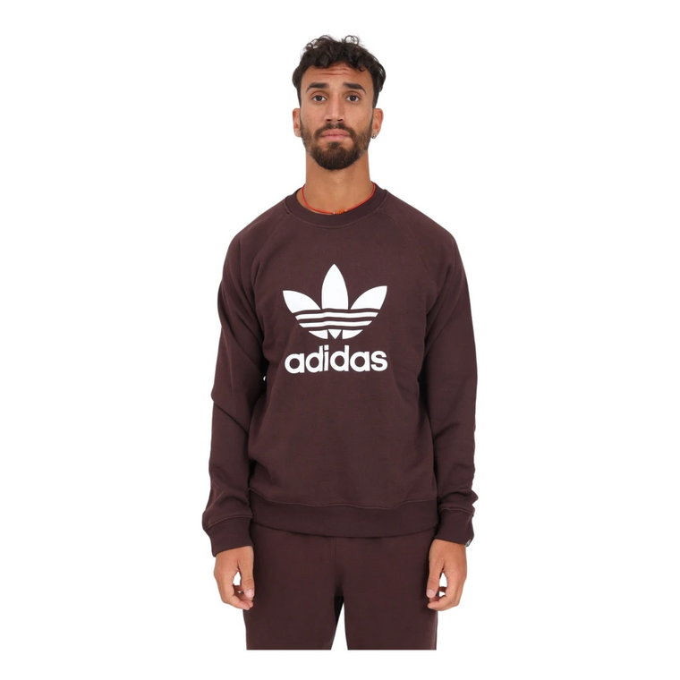 Brązowy Sweter z Okrągłym Dekoltem dla Mężczyzn Adidas Originals