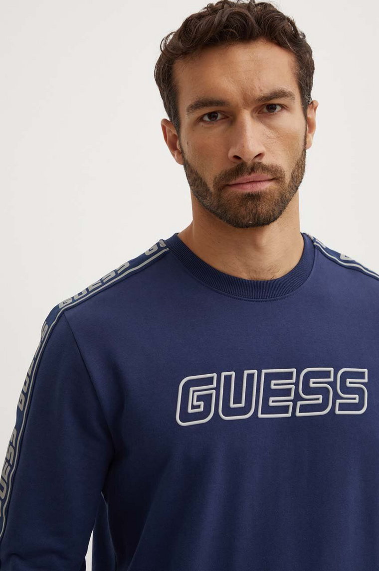 Guess bluza ARLO męska kolor granatowy z nadrukiem Z4GQ24 K6ZS1