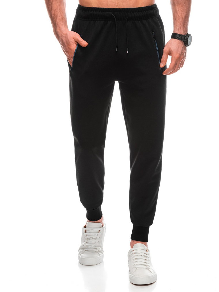 Spodnie męskie dresowe P1441 - czarne