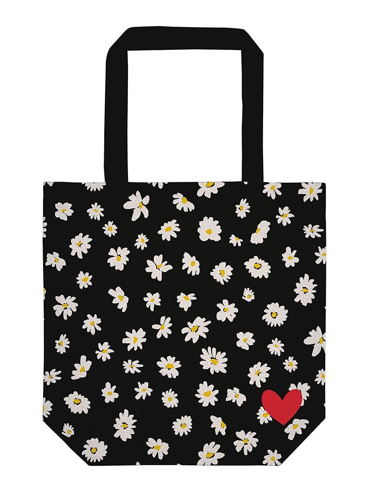 moses. Shopper bag "Daisies Bio" w kolorze czarnym - 37 x 38 cm