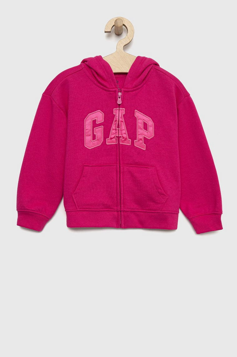 GAP bluza dziecięca kolor różowy z kapturem z aplikacją