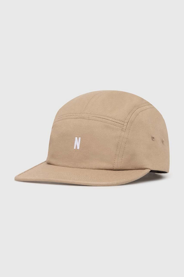 Norse Projects czapka z daszkiem bawełniana Twill 5 Panel Cap kolor beżowy gładka N80.0126.0966