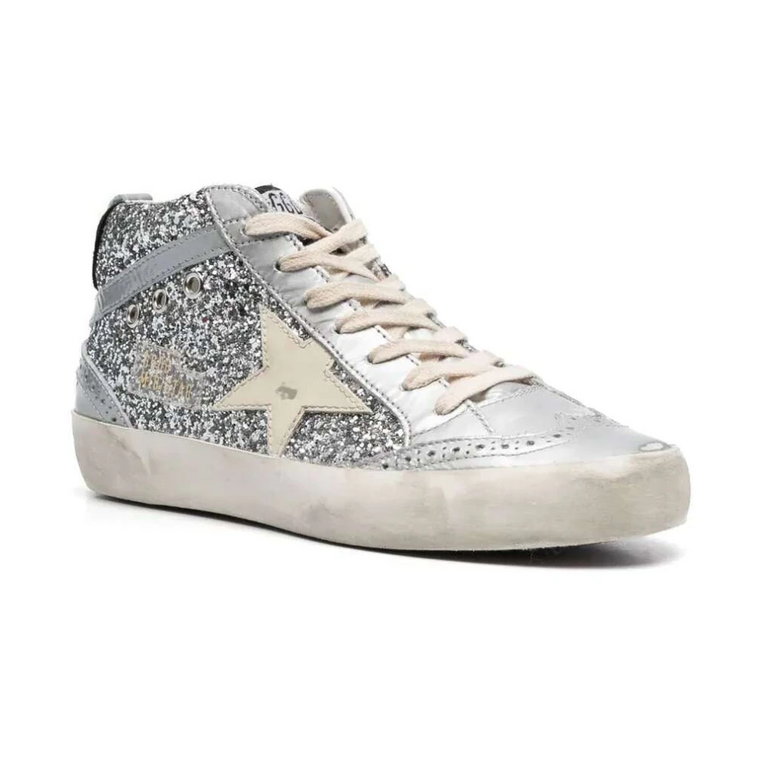 Srebrne Glitterowe Buty Wysokie Golden Goose