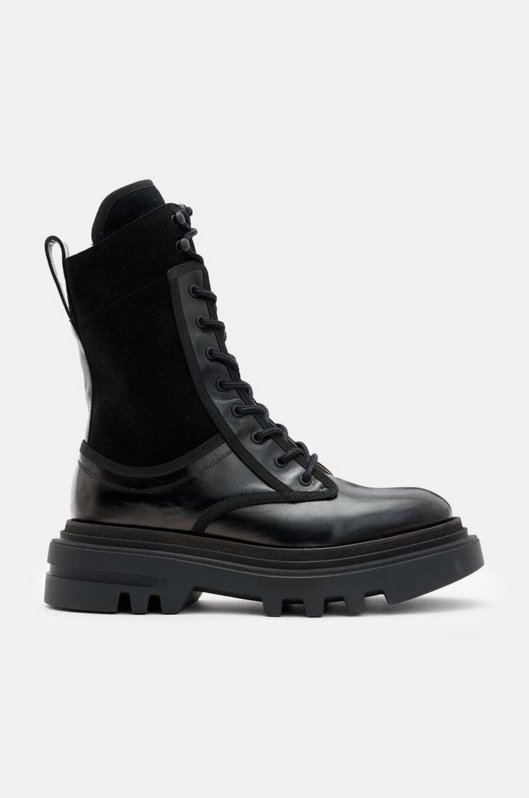 AllSaints botki skórzane Alexia Boot damskie kolor czarny na platformie W063FB