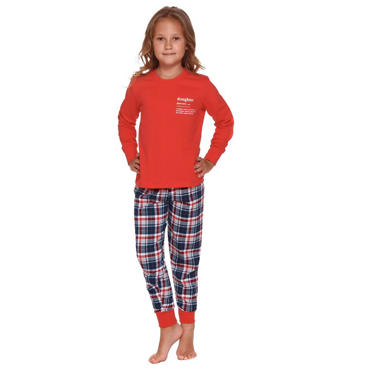 Daughter - czerwona dziecięca piżama ze spodniami w kratę doctor nap -122-128