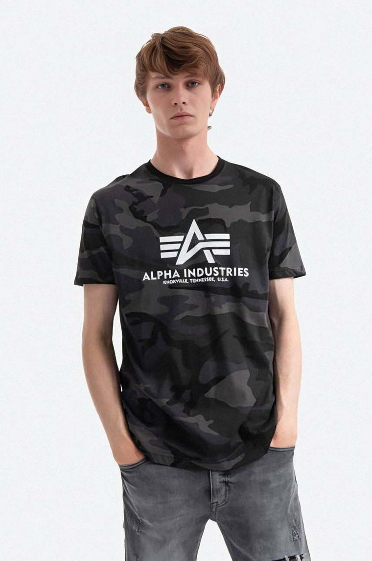 Alpha Industries t-shirt bawełniany Basic T-Shirt Camo kolor zielony wzorzysty 100501C.125