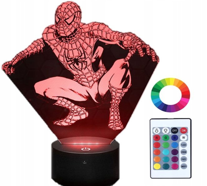 Lampka Nocna Z Imieniem Spider Man 3D Led