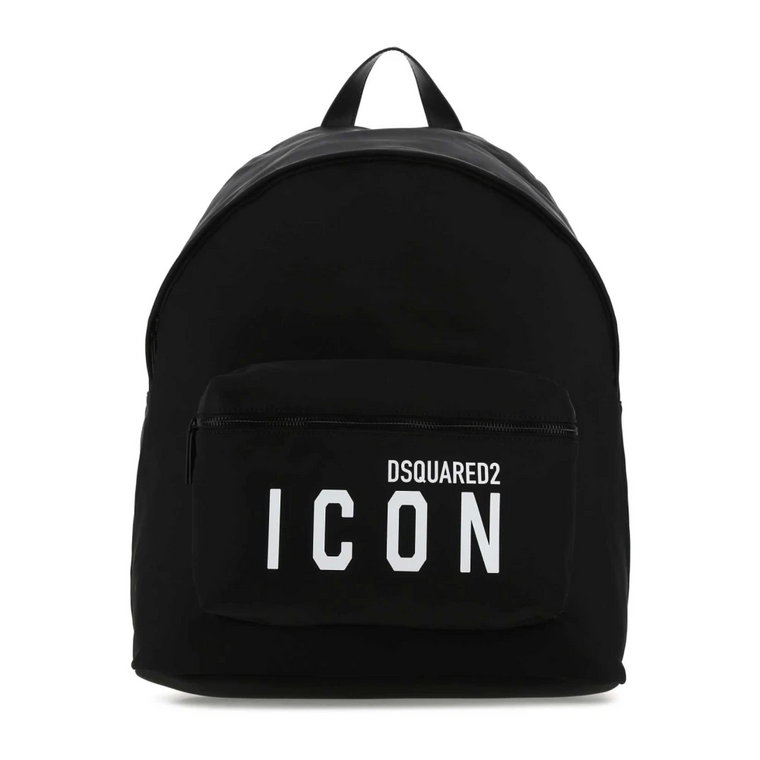 Czarny materiałowy plecak Be Icon Dsquared2
