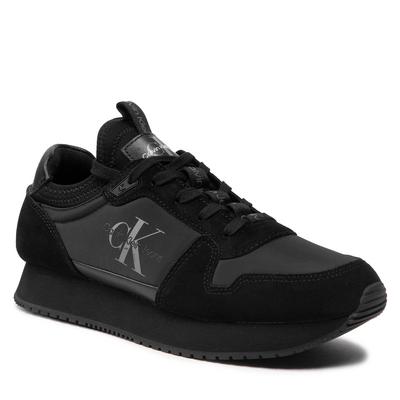 Sneakersy Calvin Klein Jeans - Runner Sock Laceup Ny-Lth YM0YM00553 Triple Black 0GL