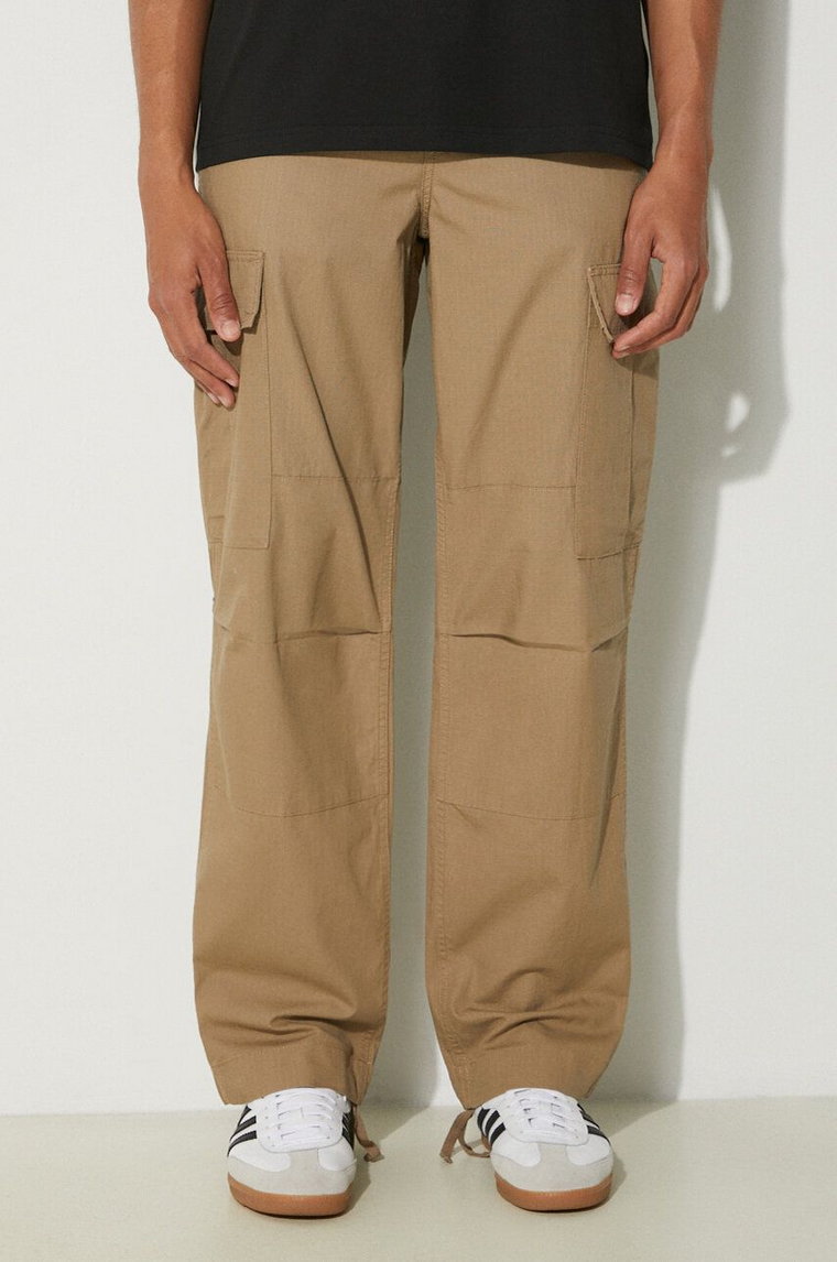 Carhartt WIP spodnie bawełniane Regular Cargo Pant kolor beżowy proste I032467.8Y02