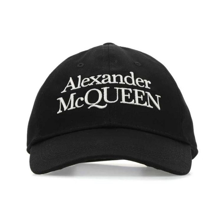 Elegancki czarny kapelusz z bawełny Alexander McQueen