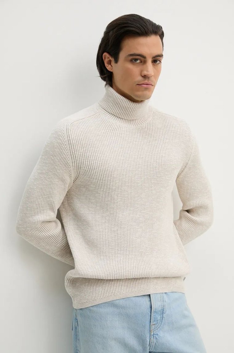 Marc O'Polo sweter bawełniany kolor beżowy z golferm M29502160338