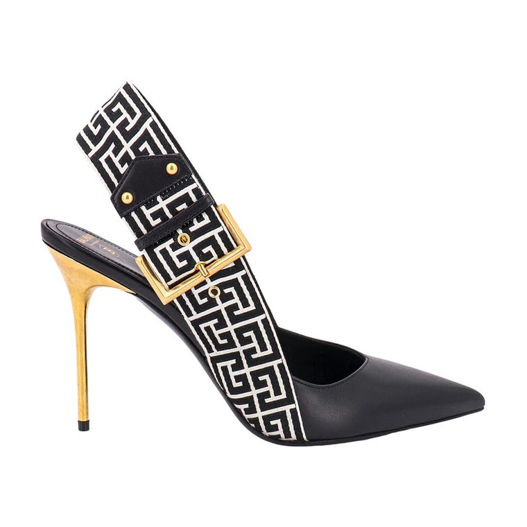 Czarne Skórzane Slingback Pumps Aw23 Balmain