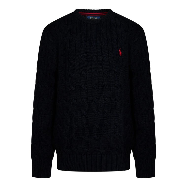 Czarny Sweter z Warkoczem dla Mężczyzn Polo Ralph Lauren