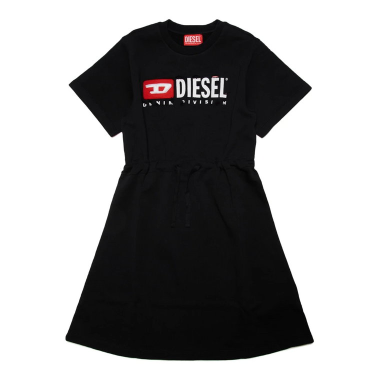 Bawełniana sukienka-sweatshirt z przerwą na logo Diesel