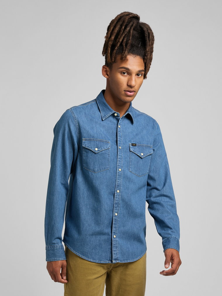 Koszula męska jeansowa Lee 112320163 XL Niebieska (5401018879162). Koszule męskie