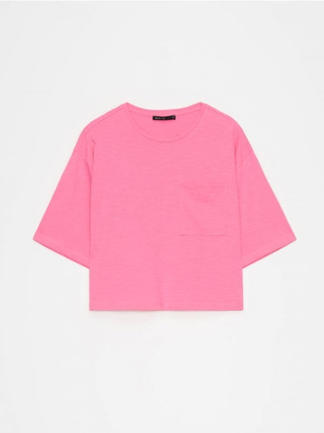 Mohito - Bawełniany T-shirt - mocny różowy