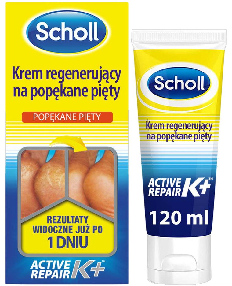 Scholl, krem do stóp na pękające pięty Active Repair K+, 120 ml