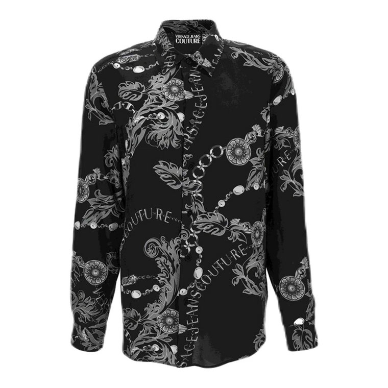 Czarna Koszula Chain Couture dla Mężczyzn Versace