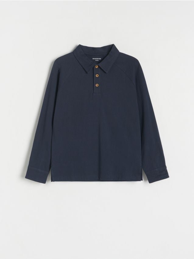 Reserved - Longsleeve polo oversize - granatowy