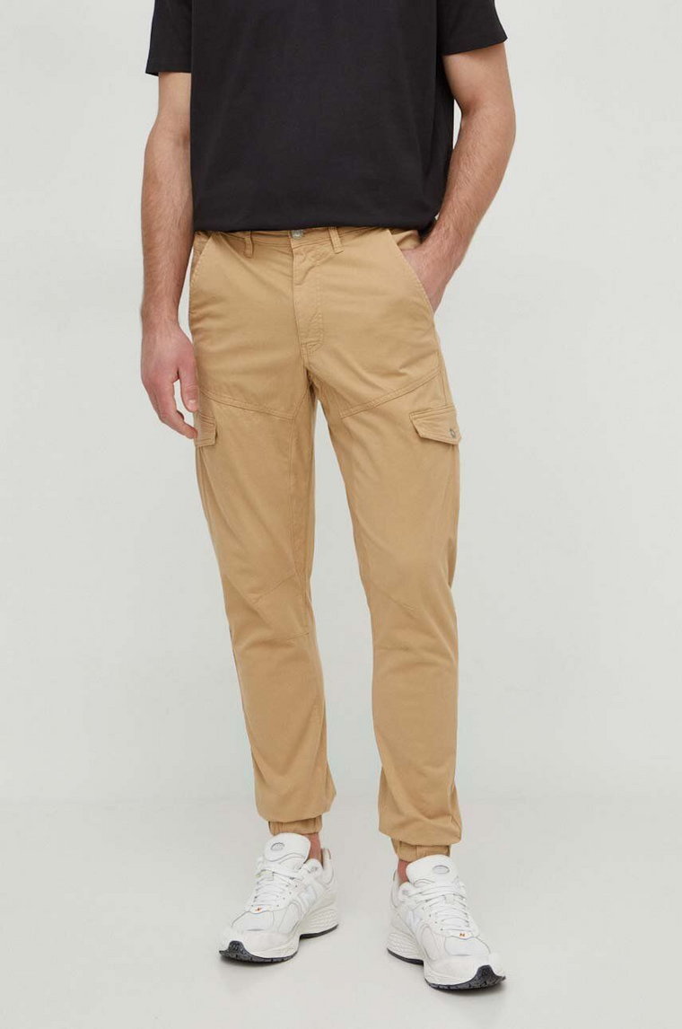 Guess spodnie NEW KOMBAT męskie kolor brązowy dopasowane M4RB17 WFYSA