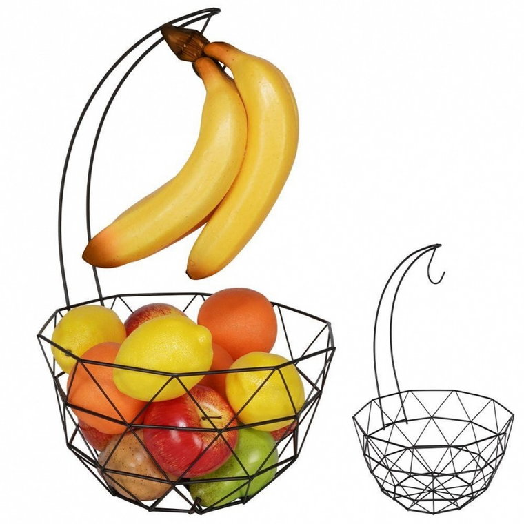 Koszyk na owoce i warzywa z wieszakiem kosz metalowy czarny miska loft kod: O-229019