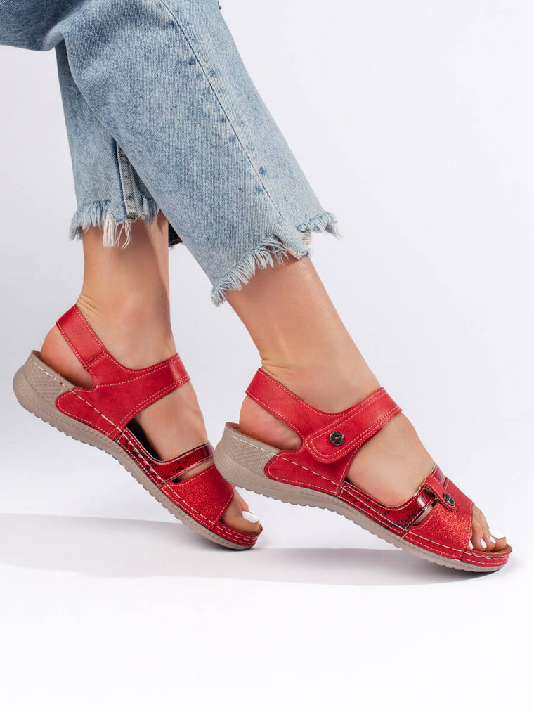 Wygodne czerwone sandały damskie