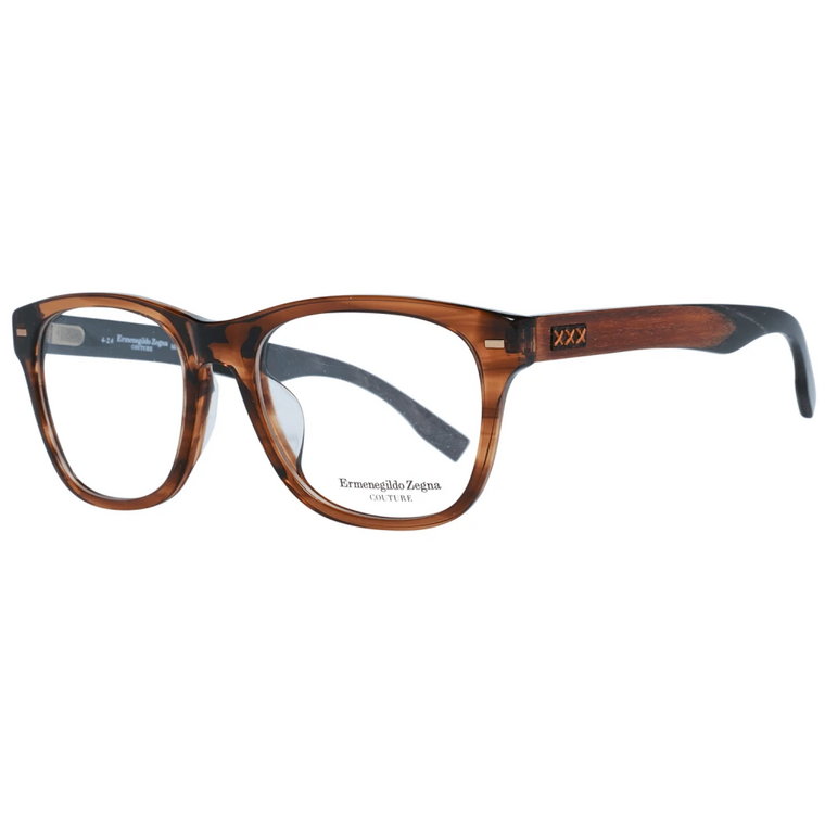 Brązowe Okulary Optyczne w Kształcie Prostokąta dla Mężczyzn Ermenegildo Zegna