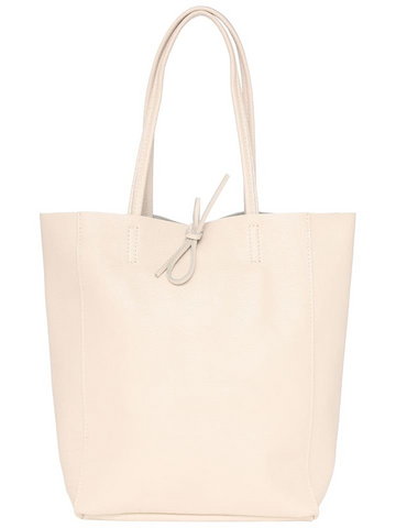 Zwillingsherz Skórzany shopper bag w kolorze kremowym - 29 x 38 x 13 cm
