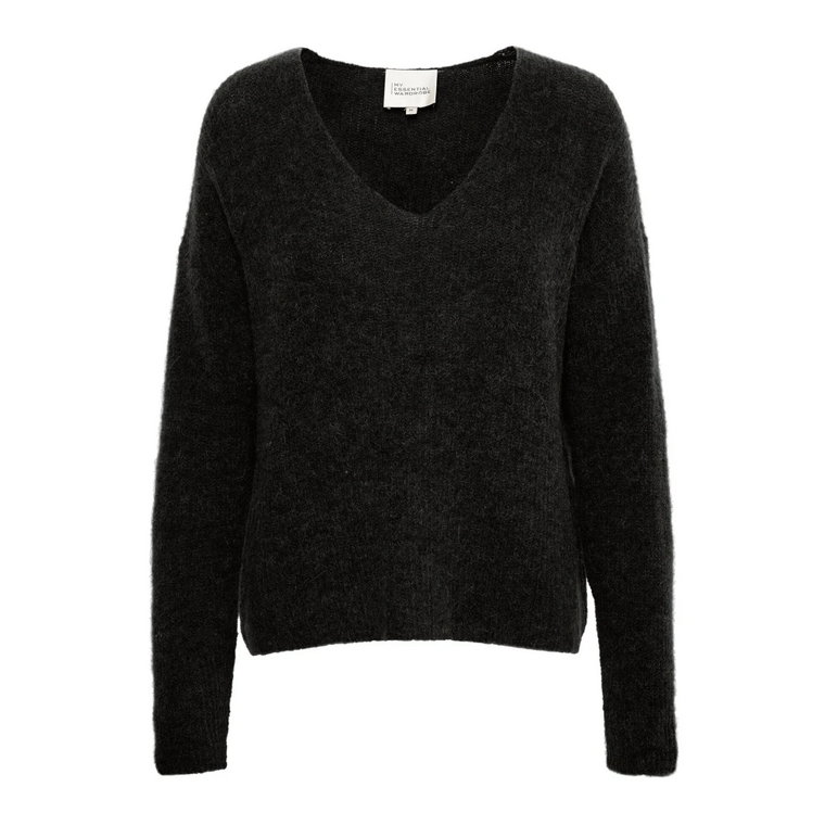 Miękki Sweter z Dekoltem w Kształcie Litery V w Kolorze Czarnym My Essential Wardrobe