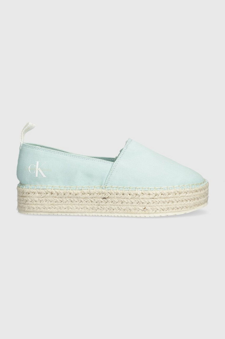 Calvin Klein Jeans espadryle PLATFORM ESPADRILLE ML BTW kolor niebieski na platformie YW0YW01378