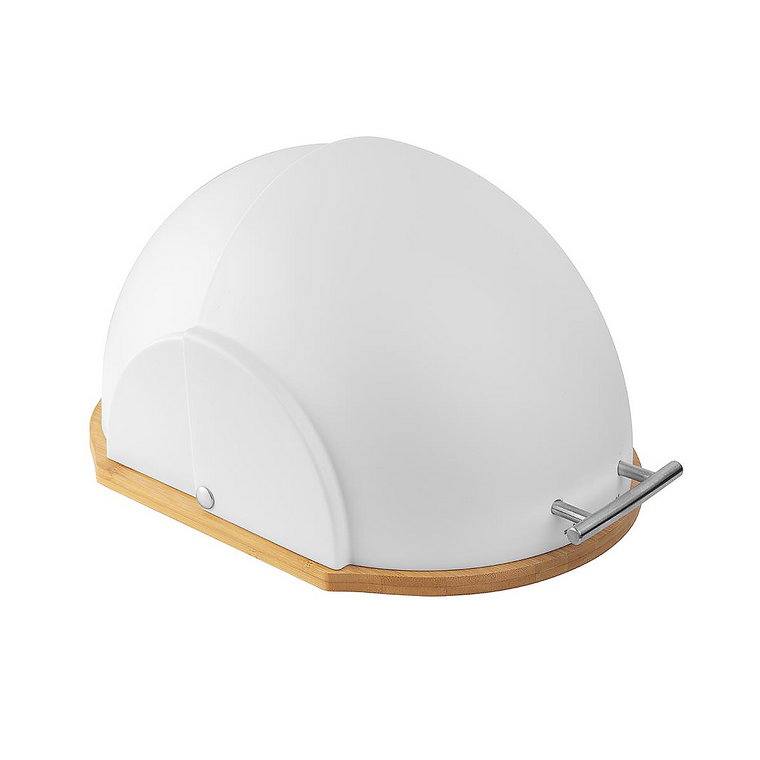 Chlebak 37 x 26 x 22 cm Helmet, biały, z podstawą bambusową